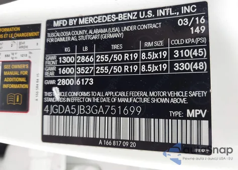 2016 Mercedes-Benz Gle 350 z USA, uszkodzony, nr VIN 4JGDA5JB3GA751699